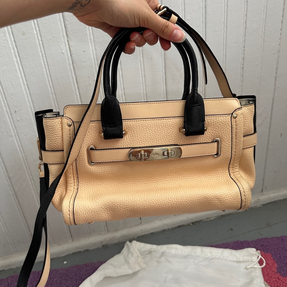 Coach Peach and Black Handbag